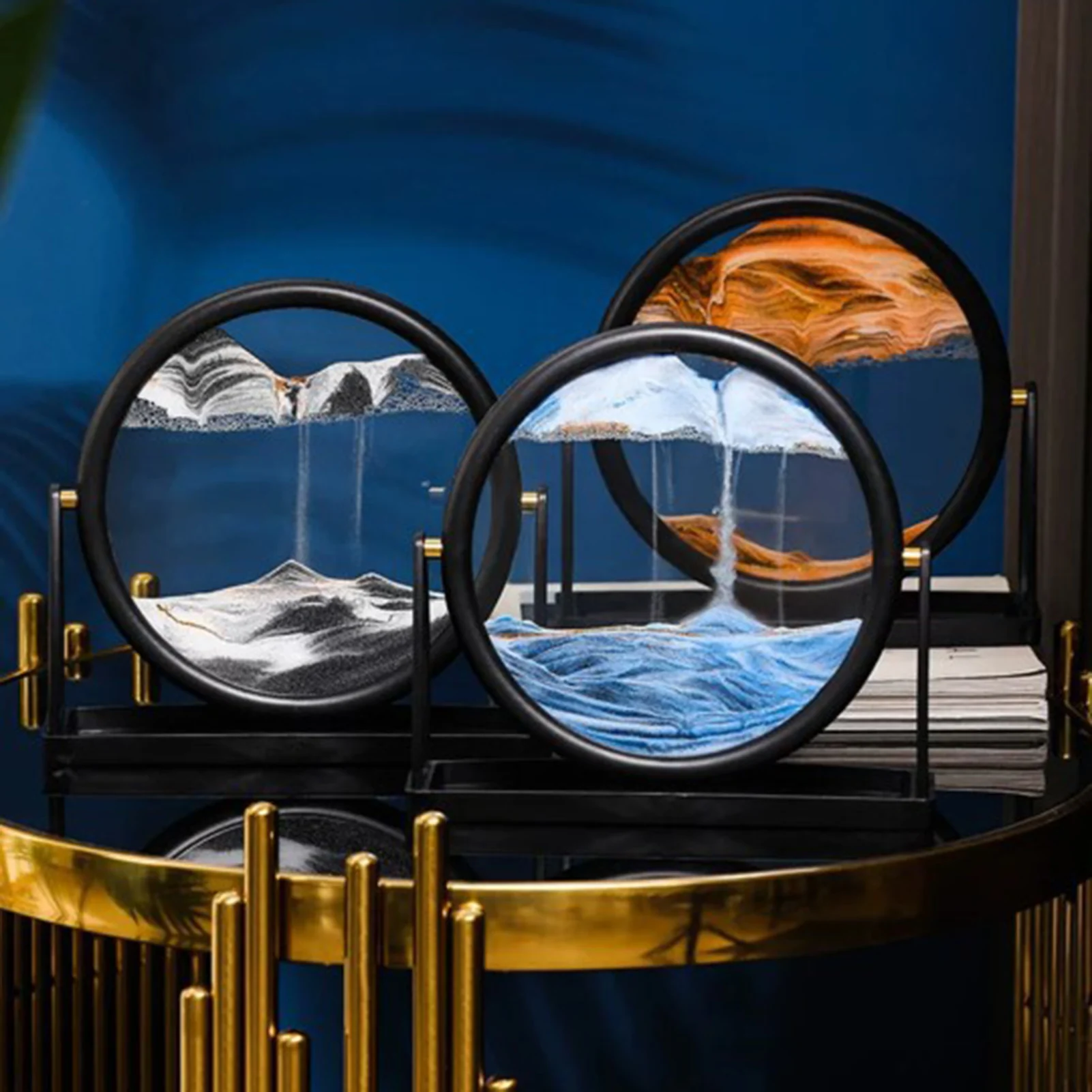 

3D Dynamic Moving Sand Flowing Painting Quicksand Painting Liquid Hourglass Ornaments Home Office Desktop Decoration 10/12 Inch