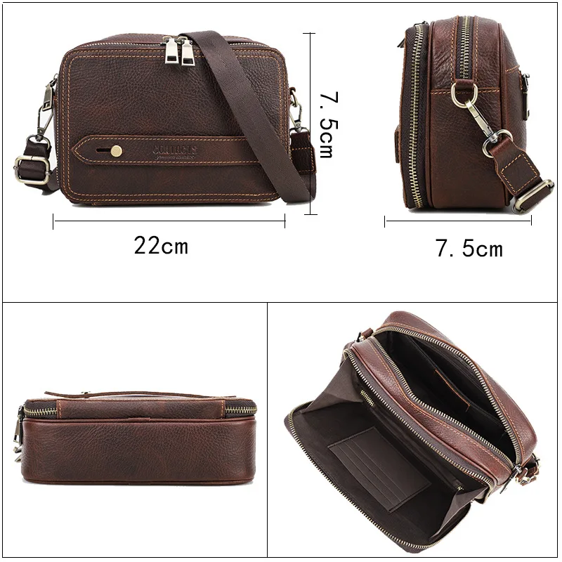 Shoulder Bag Vintage Crossbody Bags High Quality Male Bag Genuine Leather Handbag Capacity Men Messenger Bags Clutch Coin Purses