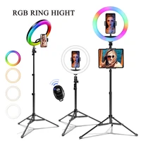 10 led selfie ring light phone stand holder tripod circle fill light dimmable lamp trepied streaming