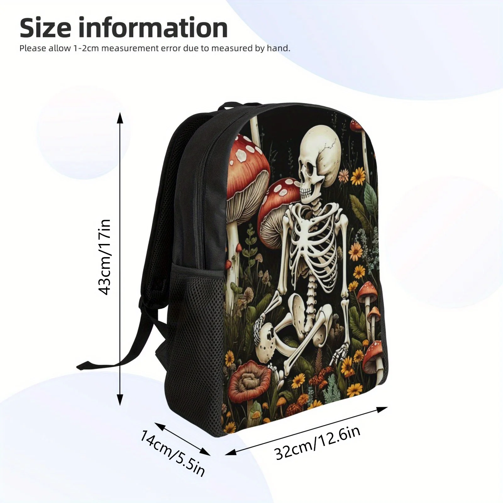 karbowana czaszka z nadrukiem w stylu ulicznym fajny plecak dla męskiej torby na co dzień