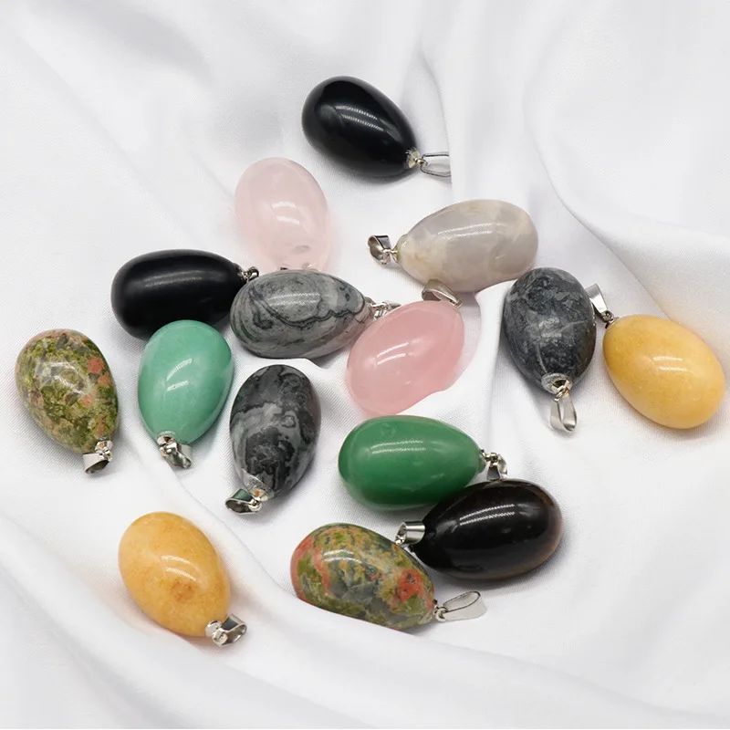 

10pcs Easter 30MM Egg Statue Pendant Carved Decoration Quartz Healing Crystal Semi-precious Stone Charms Jewelry Making