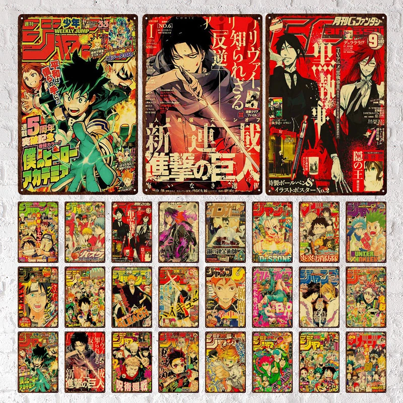 

Popular Japanese Anime Metal Tin Sign Attack On Titan Black Butler Vintage Plaque Retro Iron Plate Wall Decor Club Comic House