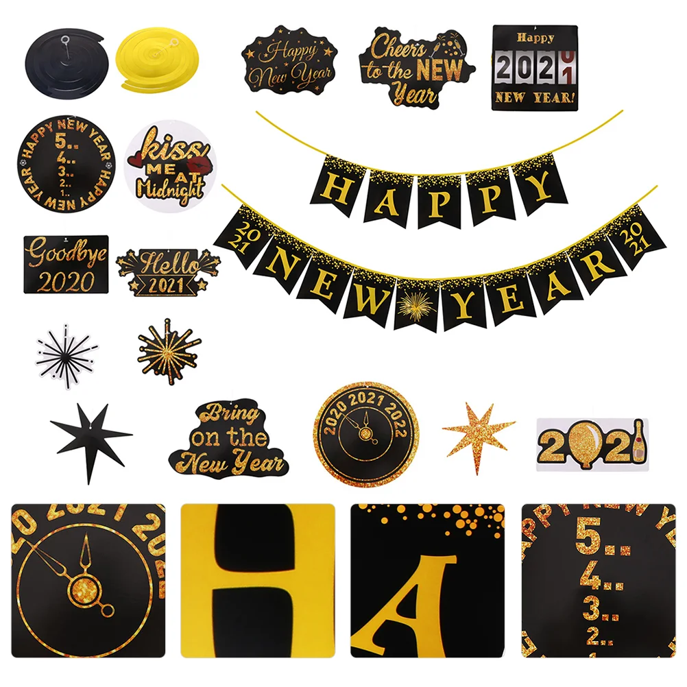 

1 Set Paper Banner Hanging Flag Party Hanging Ornament New Year Decoration