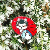 cute japanese fashion the geisha persian cat enamel pin kawaii kitty with red umbrella brooches cartoons animal lapel pins