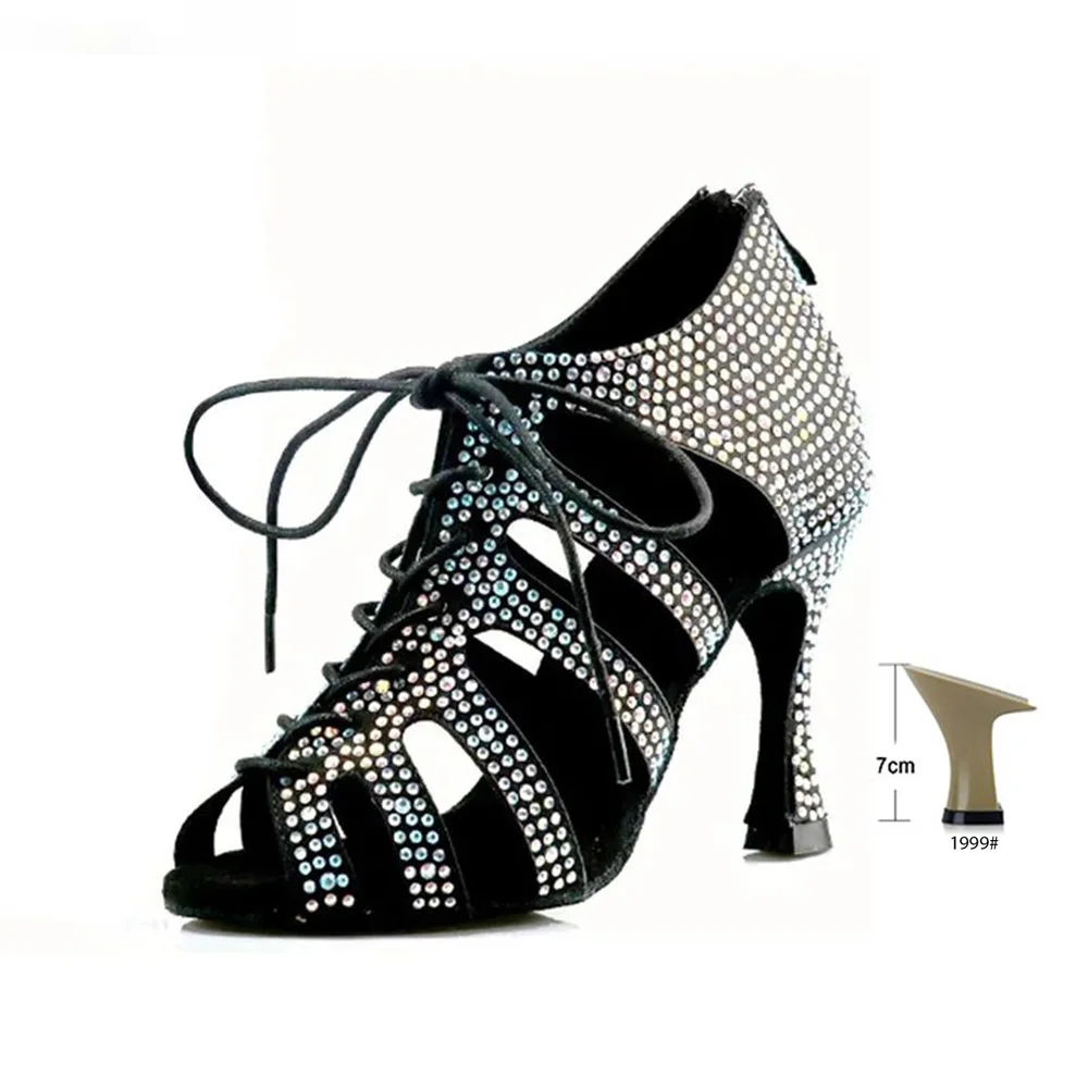 Fashion Ballroom Dance Latin Tango Shoes Women Soft Bottom High Heel Women Stable Tricolor Latin Dance Boots Pointe Shoes