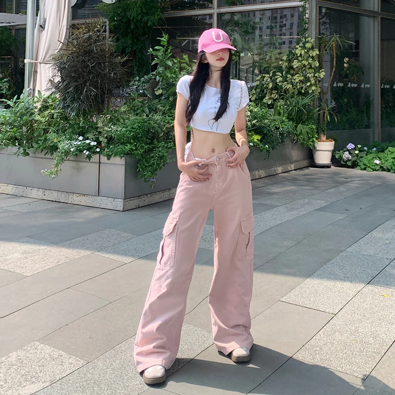Real time photo of denim pants women's white spring and summer commuting new high waisted work clothes with a sense of falling a