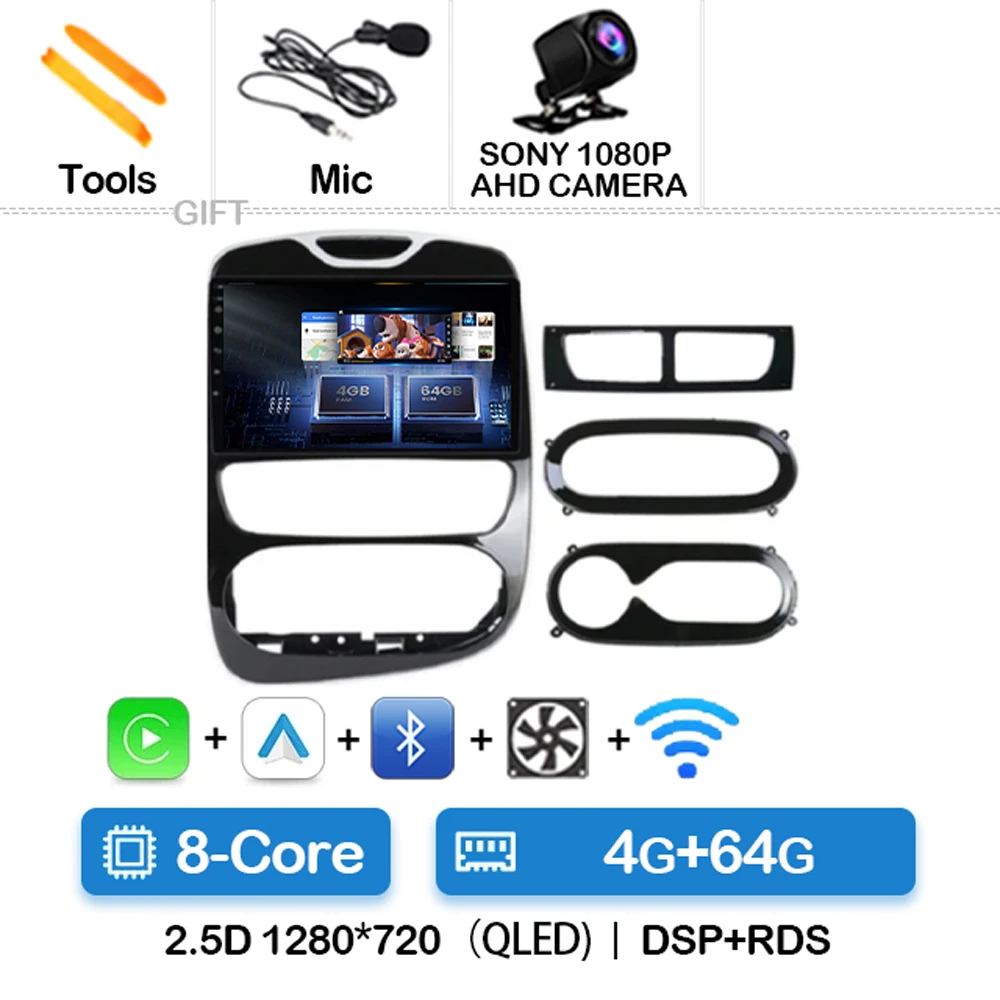 

Android 14 CarPlay Auto для Renault Clio 3 4 2012-2018 Автомобильный радиоприемник с GPS-навигацией Мультимедийный стерео видеоплеер WIFI 4G BT QLED