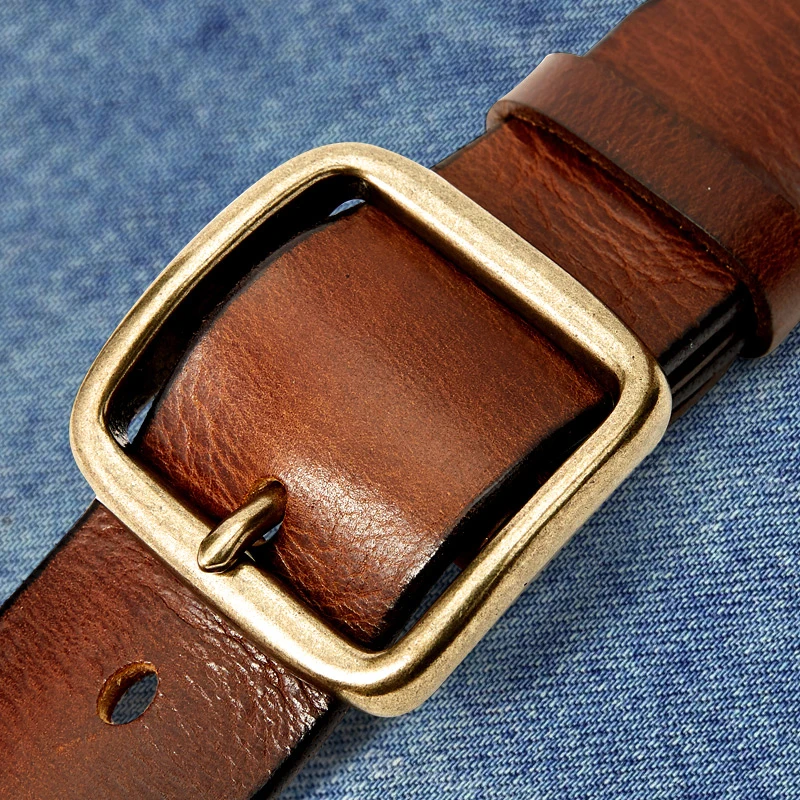 3.8CM Genuine Leather Belt For Men Male Vintage Casual Designer Pin Buckle High Quality Top Grain Cowskin Waistband Jeans Strap