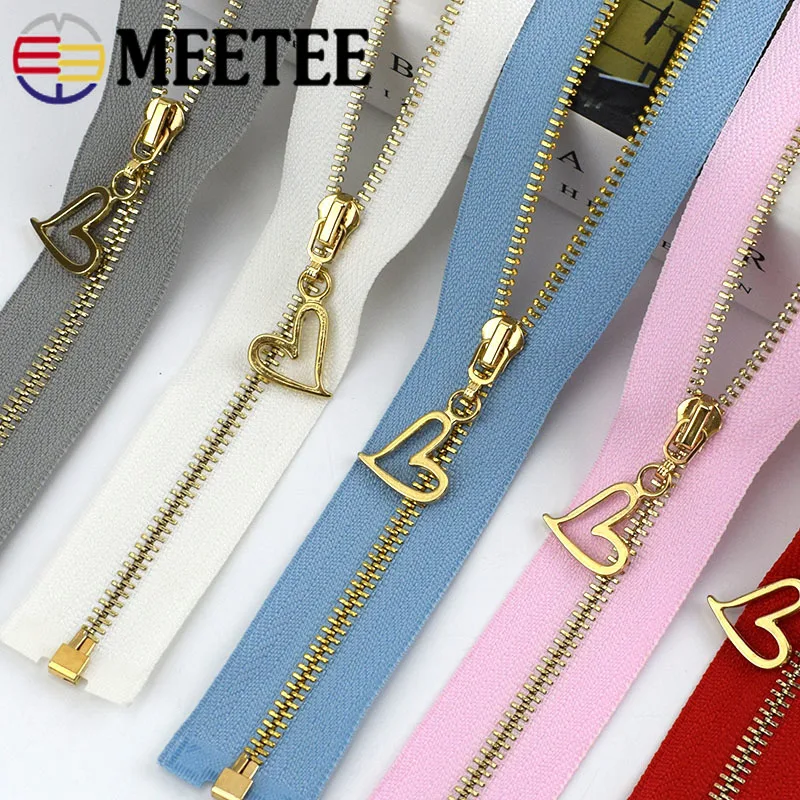 

Meetee 2/5Pcs 3# Metal Zippers Gold Teeth 15-30cm Close-End 40-70cm Open-End Zip Repair Kit DIY Bags Garment Sewing Accessories