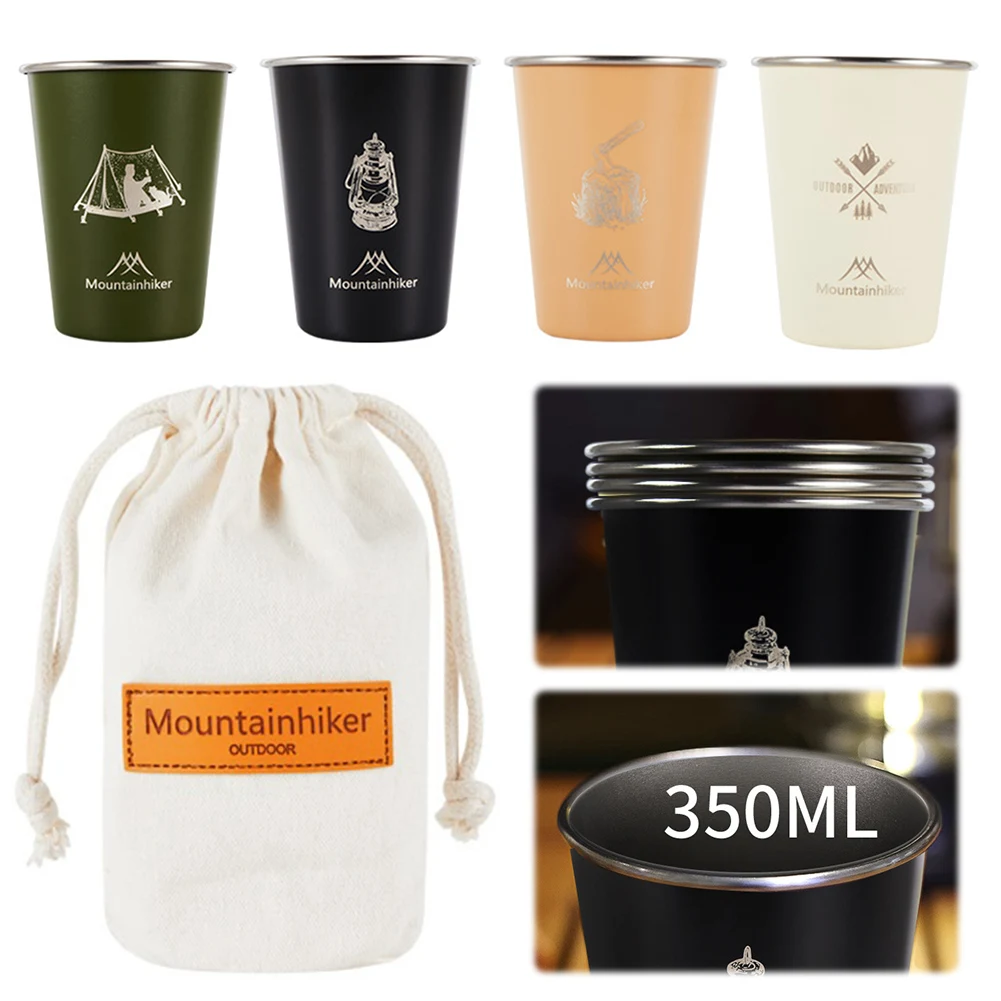 4 шт. 350 мл уличная чашка для кемпинга с сумкой хранения стаканы пикника барбекю