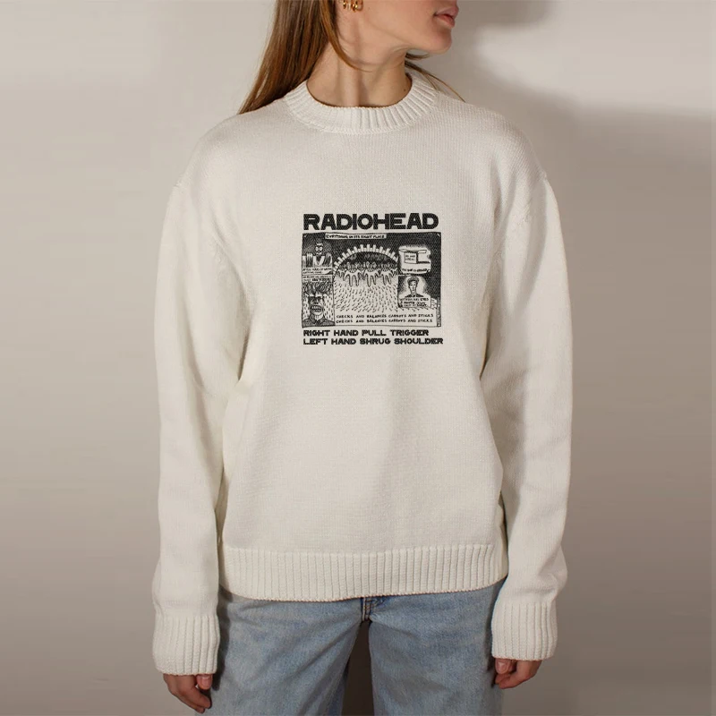 Женский трикотажный свитер в стиле хип-хоп с графическим принтом