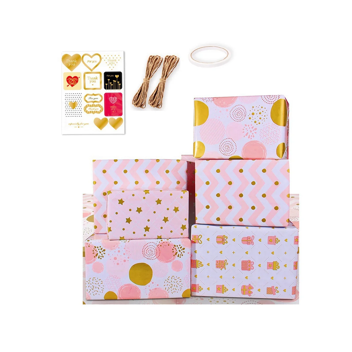 

Розовая Золотая упаковочная бумага для подарков на день рождения, складные листы для девушек, для фотографий, свадьбы, Дня Святого Валентина, для любого случая