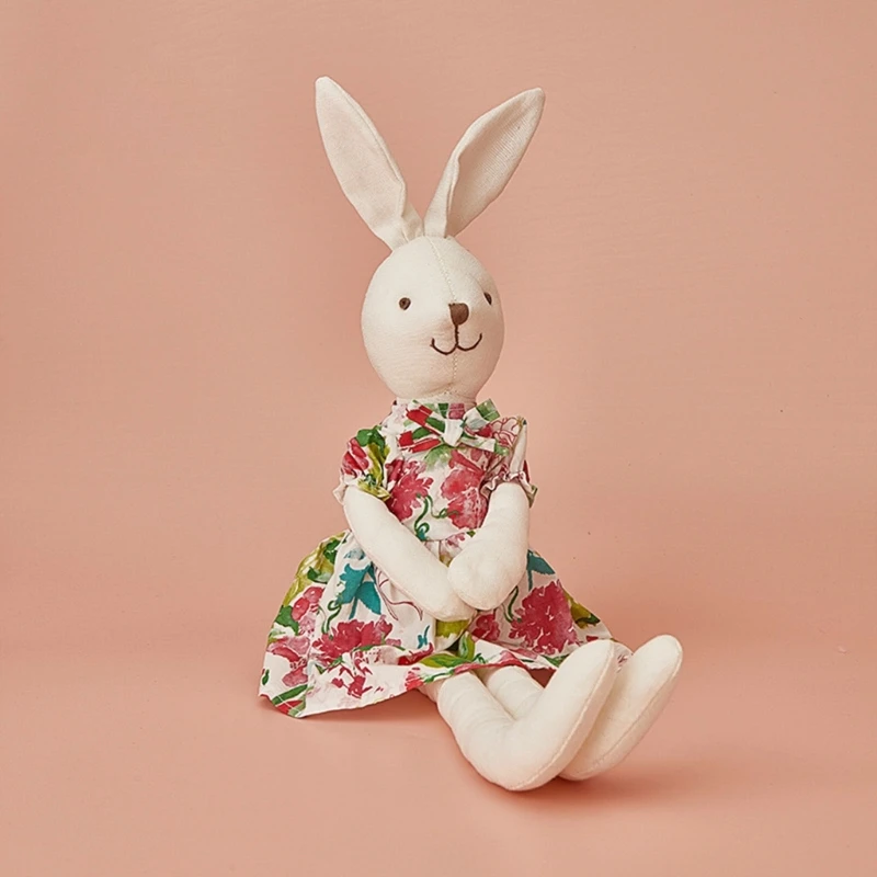 

N80C Floral Skirt Rabbit Plush Toy for Babies Appease Cartoon Plush Stuffed Toy