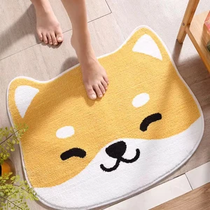 cartoon bath mat non slip absorbent bath rug kitchen pad yellow flocking household comfort carpet cute dog cat bathroom rug free global shipping