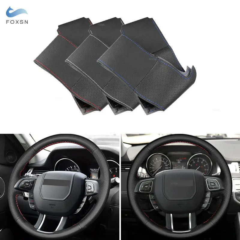 

Hand-stitched Perforated Leather Steering Wheel Cover Trim For Land Rover Range Rover Evoque 2012 2013 2014 2015 2016 2017 2018