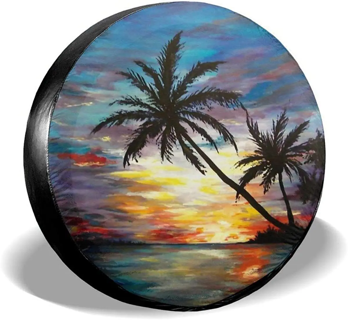 

NELife Tire Cover Tropical Sunset Polyester Wheel Tire Cover Potable Universal Wheel Covers Powerful Waterproof Tire Cover Fit f