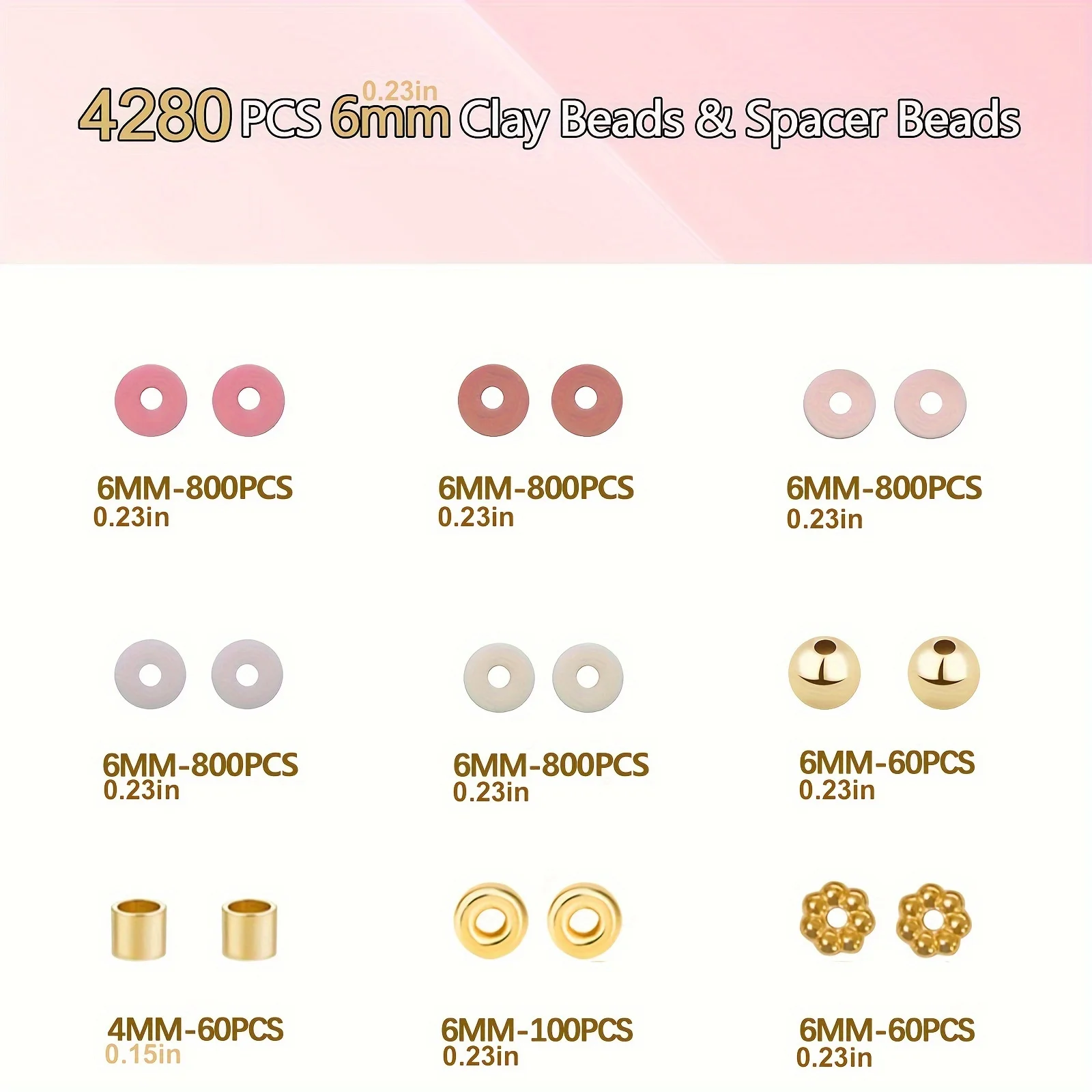 Набор бусин из полимерной глины 6 мм 4280 шт.