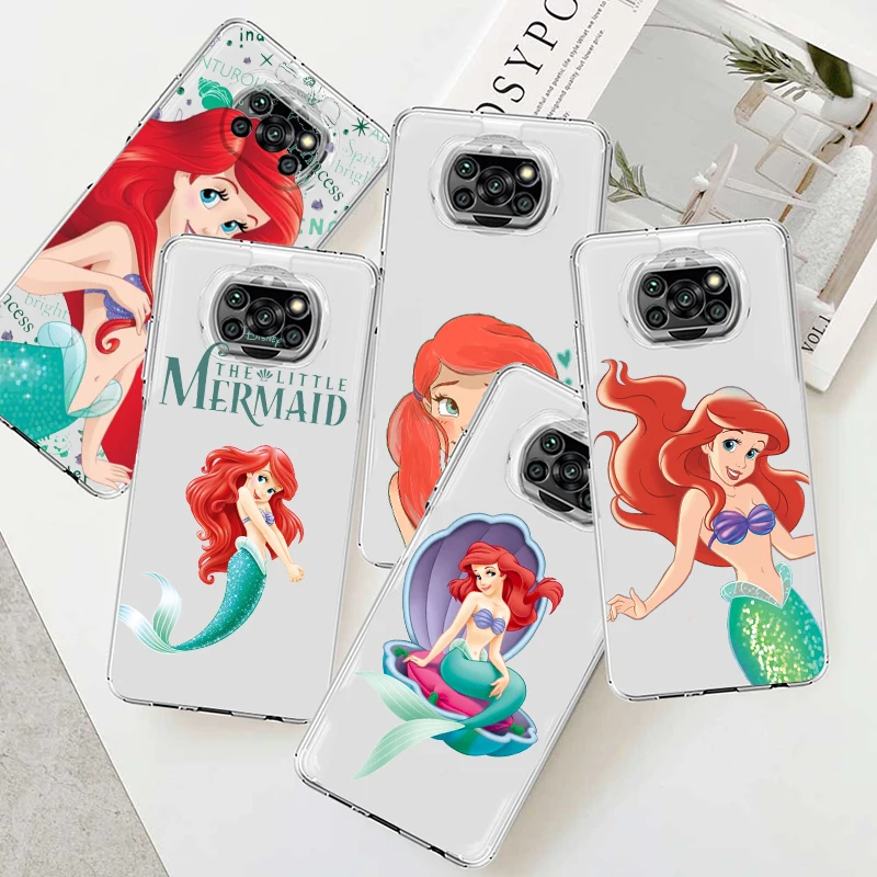 

Mermaid Disney Princess For Xiaomi Poco M5 M4 X4 X3 F3 GT NFC M3 C3 M2 F2 X2 Pro Mi Mix3 Silicone Transparent Phone Case Fundas