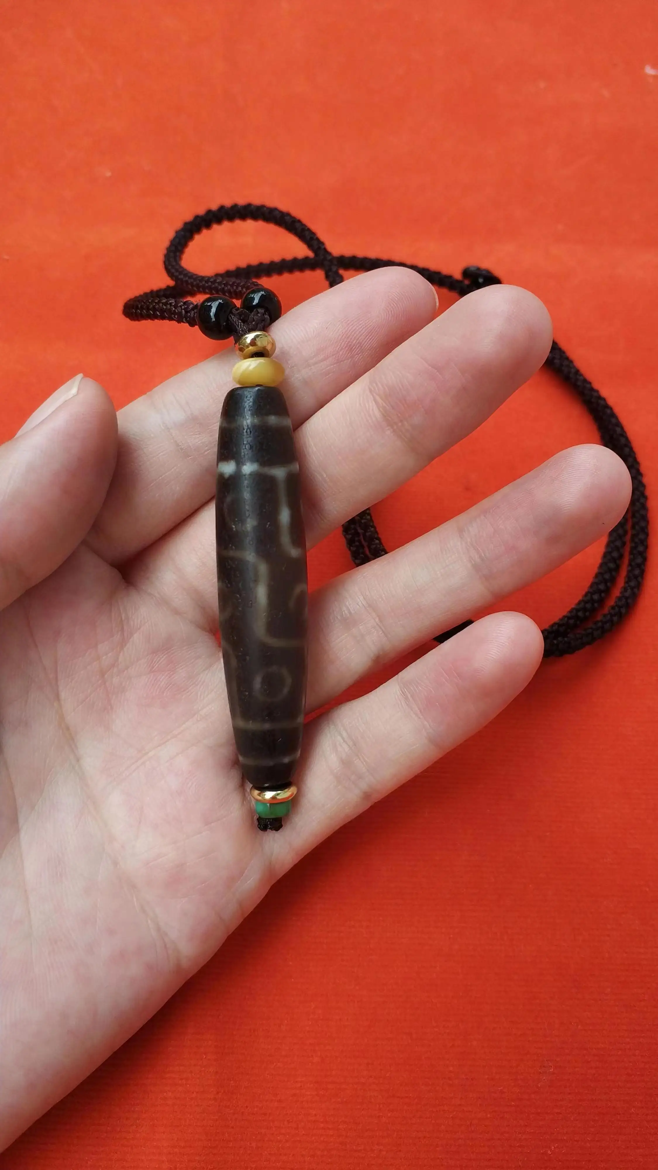 1pcs/lot Natural Old Agate Nine Eyes Dzi Turquoise Amber Gold Bead Pendant Necklace Simple Fashion High Grade jewelry amulet gem