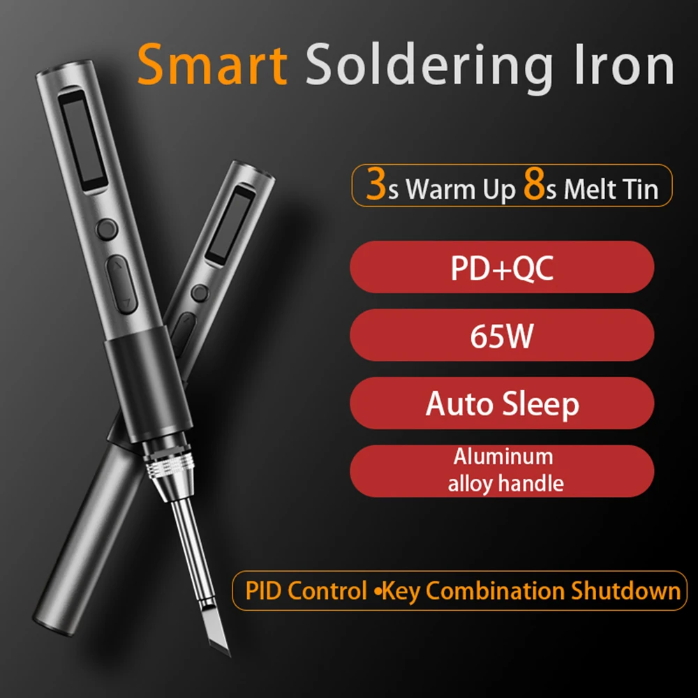 

T65 Smart Electric Soldering Iron PD 65W Adjustable Constant Temperature Fast Heat Portable Soldering Iron Station Kit 150~450℃