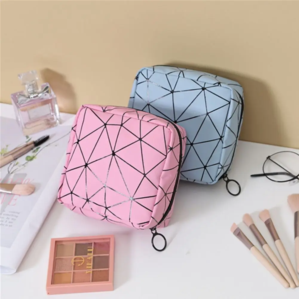 

Girl Makeup Bags Portable Rhombus Pattern Pad Pouch Bags Reusable Sanitary Napkin Storage Bag Sanitary Napkin Bag Storage Pouch