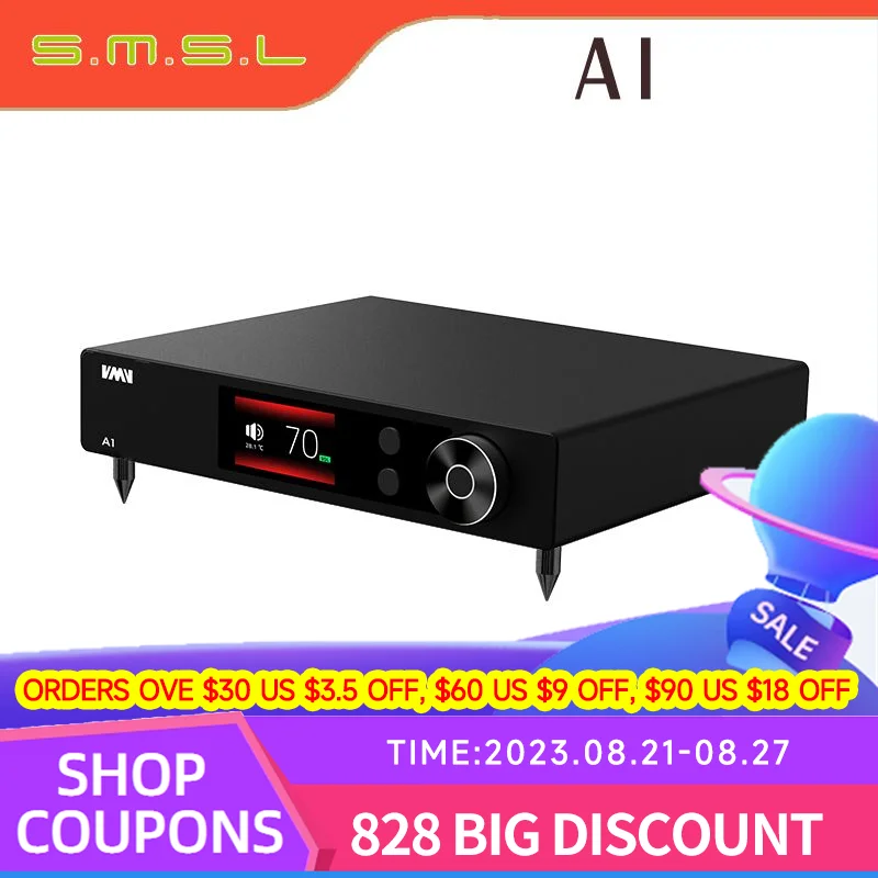 

SMSL VMV A1 High Resolution Power Amplifier Small Delicate Class A AMP RCA Input 6.35 Earphone PGA2311 Powerful Driving Force