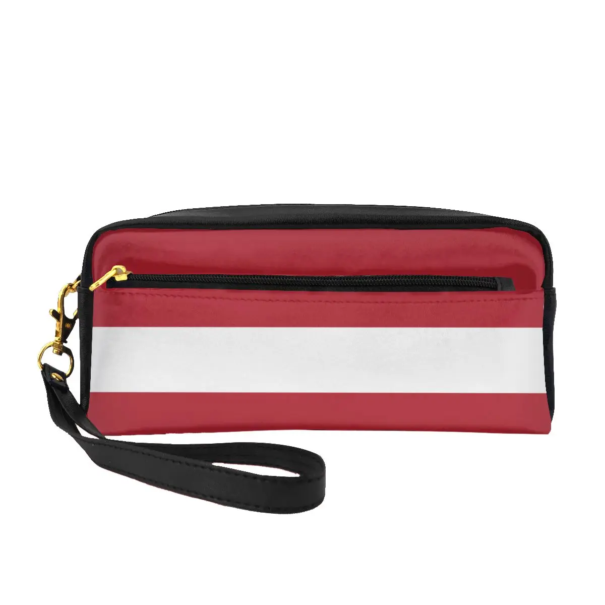 

Makeup Bag Waterproof PU Leather Cosmetic Bag Latvia Flag Print Pen Storage Bag Student Pencil Case