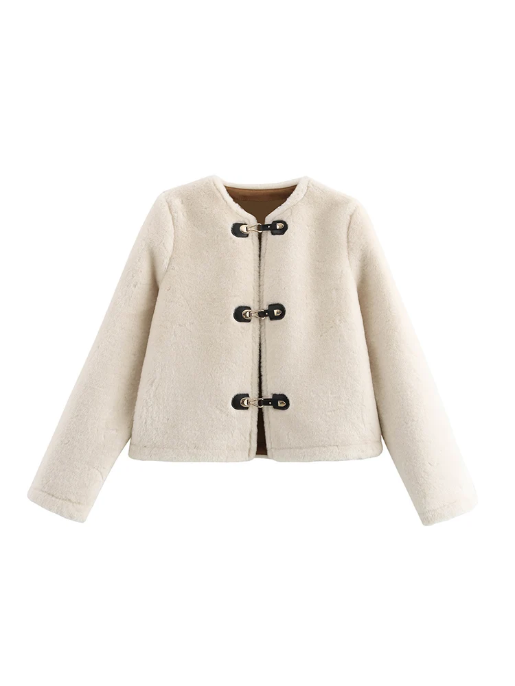 Осень 2024 повседневные женские топы пальто из искусственного меха с узлом