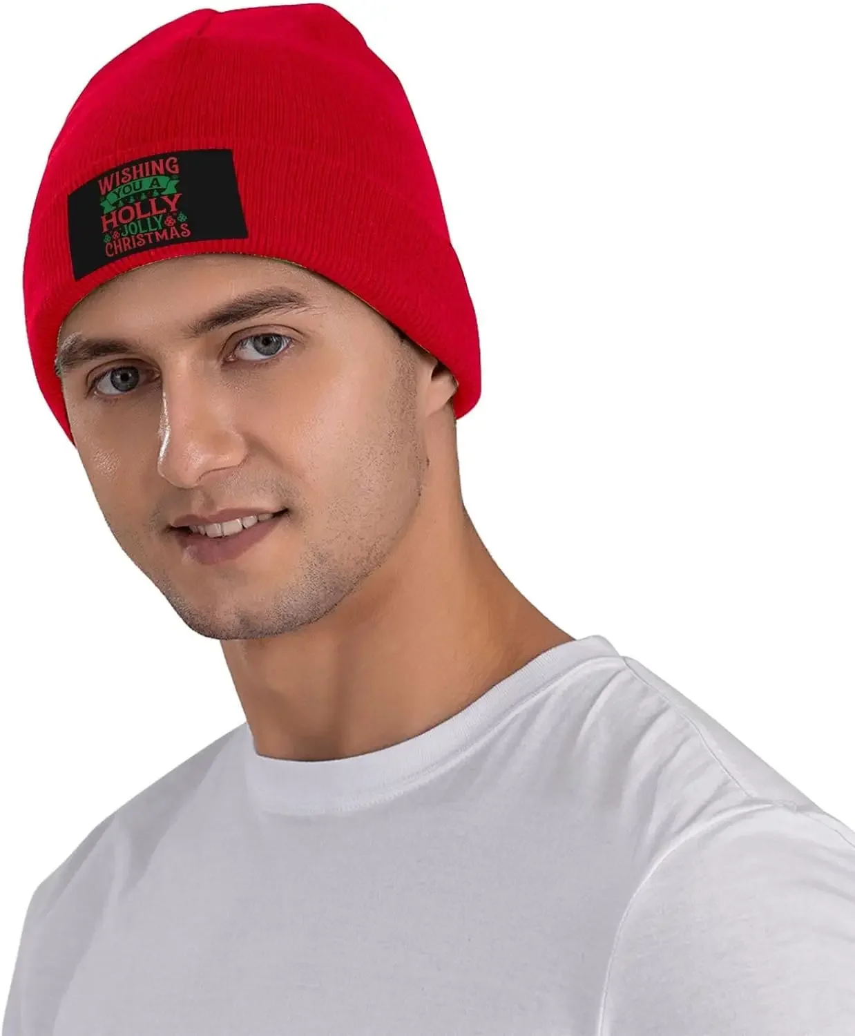 Рождественская шапка Wishing You a Holly Jolly для мужчин и женщин черная зимняя теплые