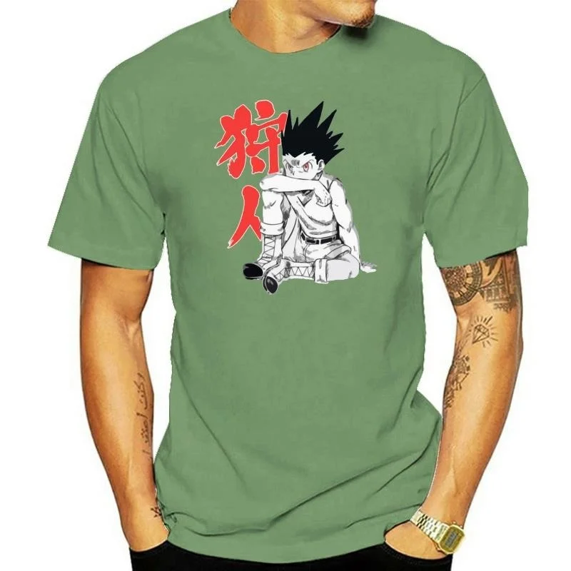 

Hunters x Hunter Anime Black T-Shirt Sitting Gon Short Sleeve Mens Fashion T-Shirts Summer Straight 100% Cotton