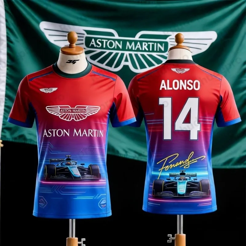 Фото Футболка с коротким рукавом Aston Martin Team Vettel No.5 Racing Jersey, сувенирная спортивная одежда для фанатов F1 №3