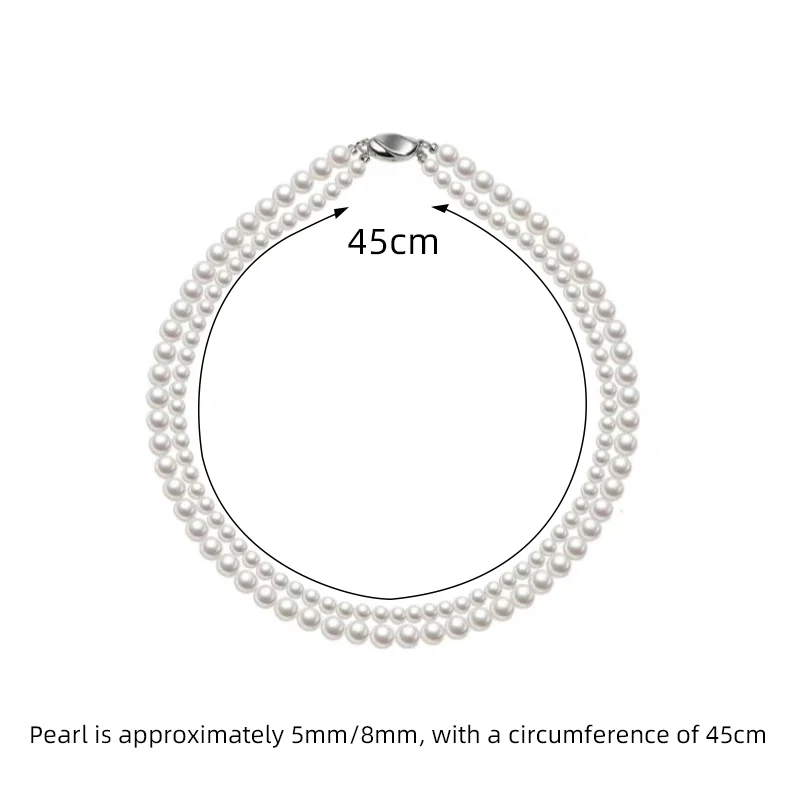 Ожерелье женское Двухслойное из натурального пресноводного жемчуга с