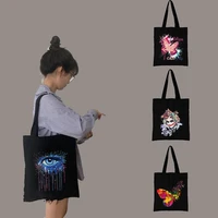 shopping bag butterfly pattern series canvas shopper bag customizable tote womens beach printed anime bags shoulder bags