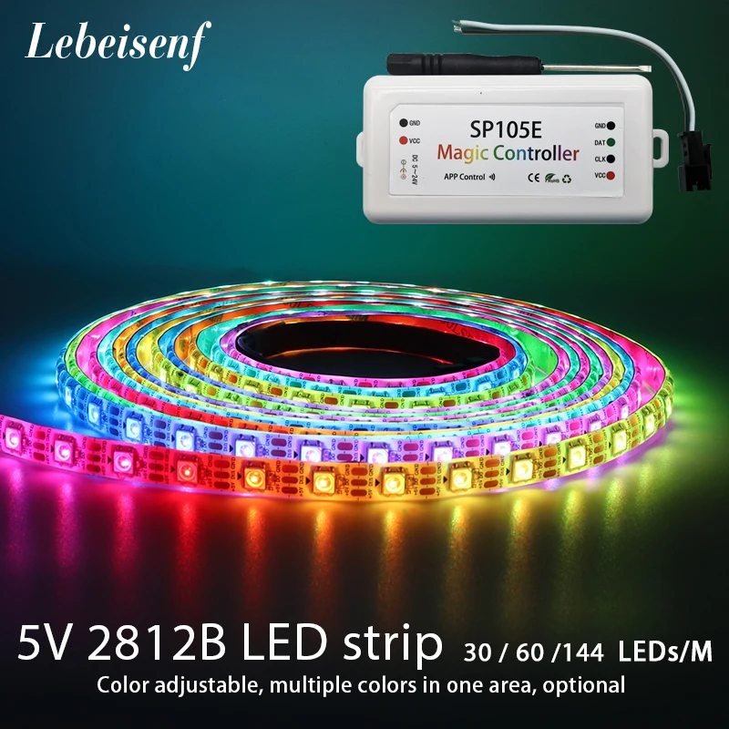 

Светодиодная ленсветильник WS2812 RGB WS2812B 30/60 светодиодный 144 Led s/m LED SP105E Wifi контроллер USB DC Соединительный комплект DC5V 1m / 2m / 3m / 4m / 5m