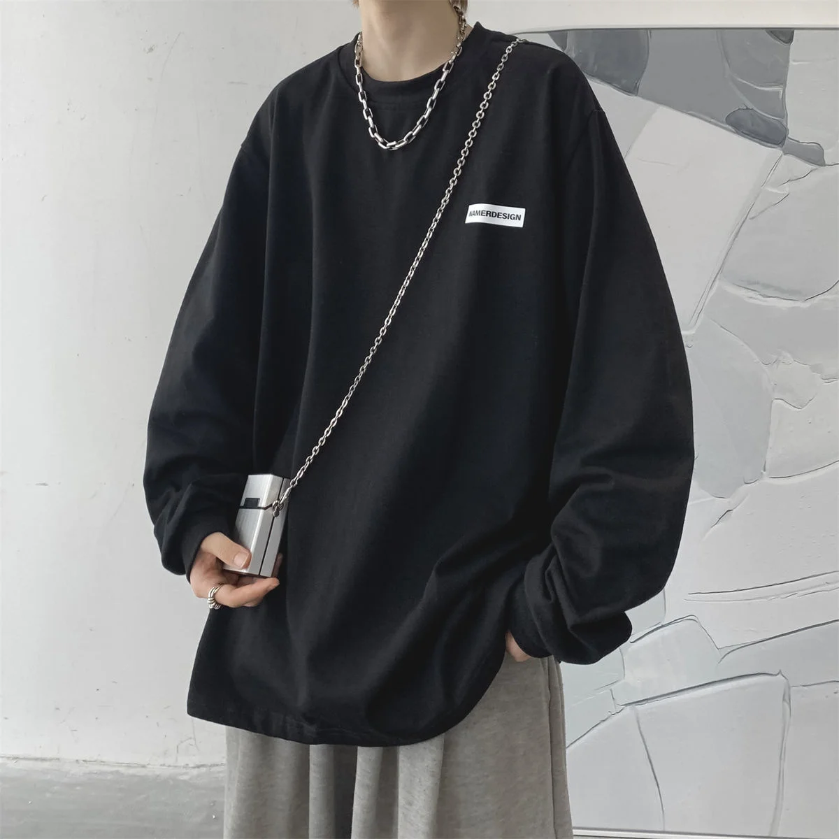 

Футболка HybSkr мужская с длинным рукавом и надписью «America»