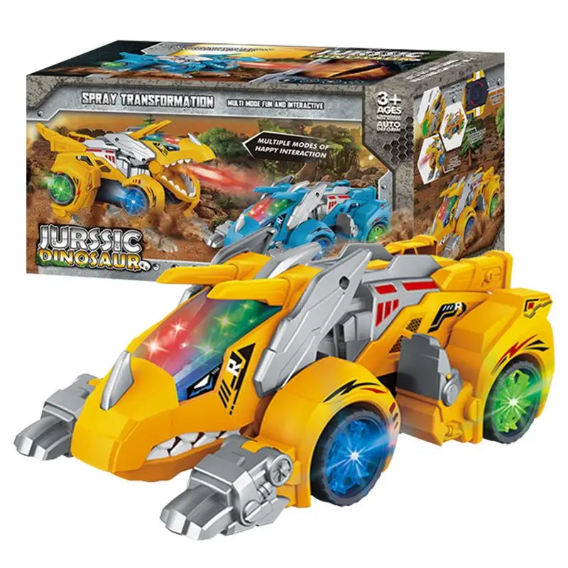 

Dinosaur Transforming Toy 2 In 1 Play Cars And Race Cars For Kids Automatic Transform Dino Cars With Music And LED Light With