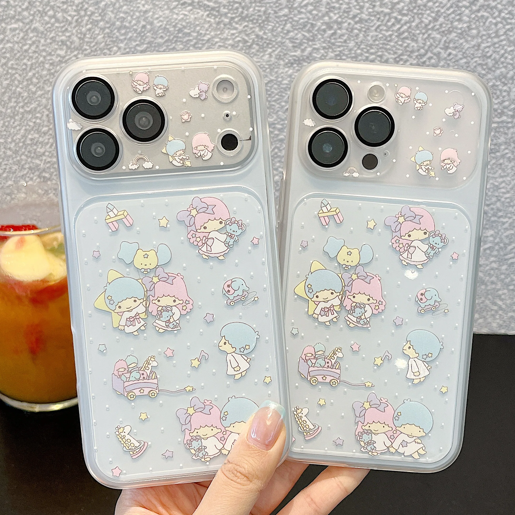 Фото Милый чехол для телефона L-Little T-Twin S-Stars для iPhone 17 Pro Max 16 15 Pro 14, мультяшный защитный чехол с цепочкой №1