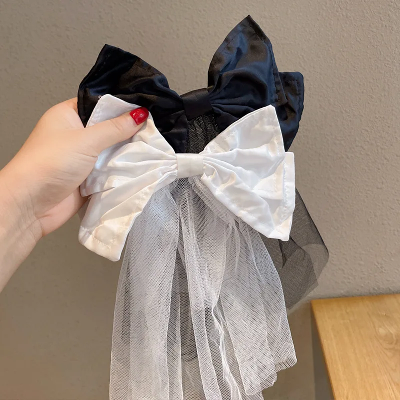 

Женский бант для волос с длинной кисточкой, черный или белый цвет