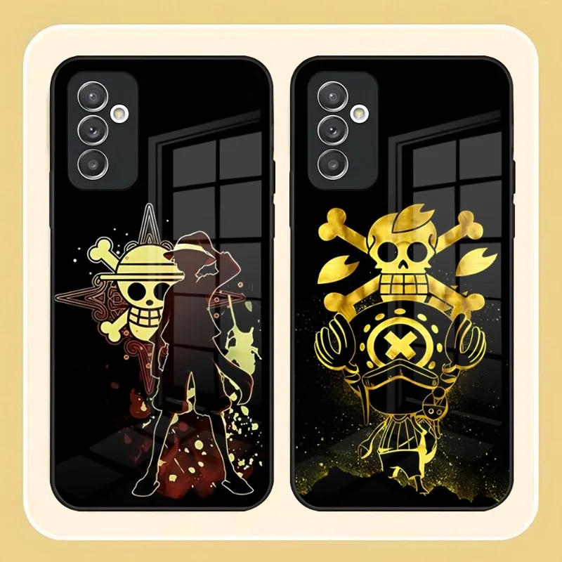 

Anime Ones Pieces Phone Case For Samsung A52 A22 A21 A71 A20 A31 A12 A51 A40 A10 A32 A72 A30 A81 Glass Design Back Cover