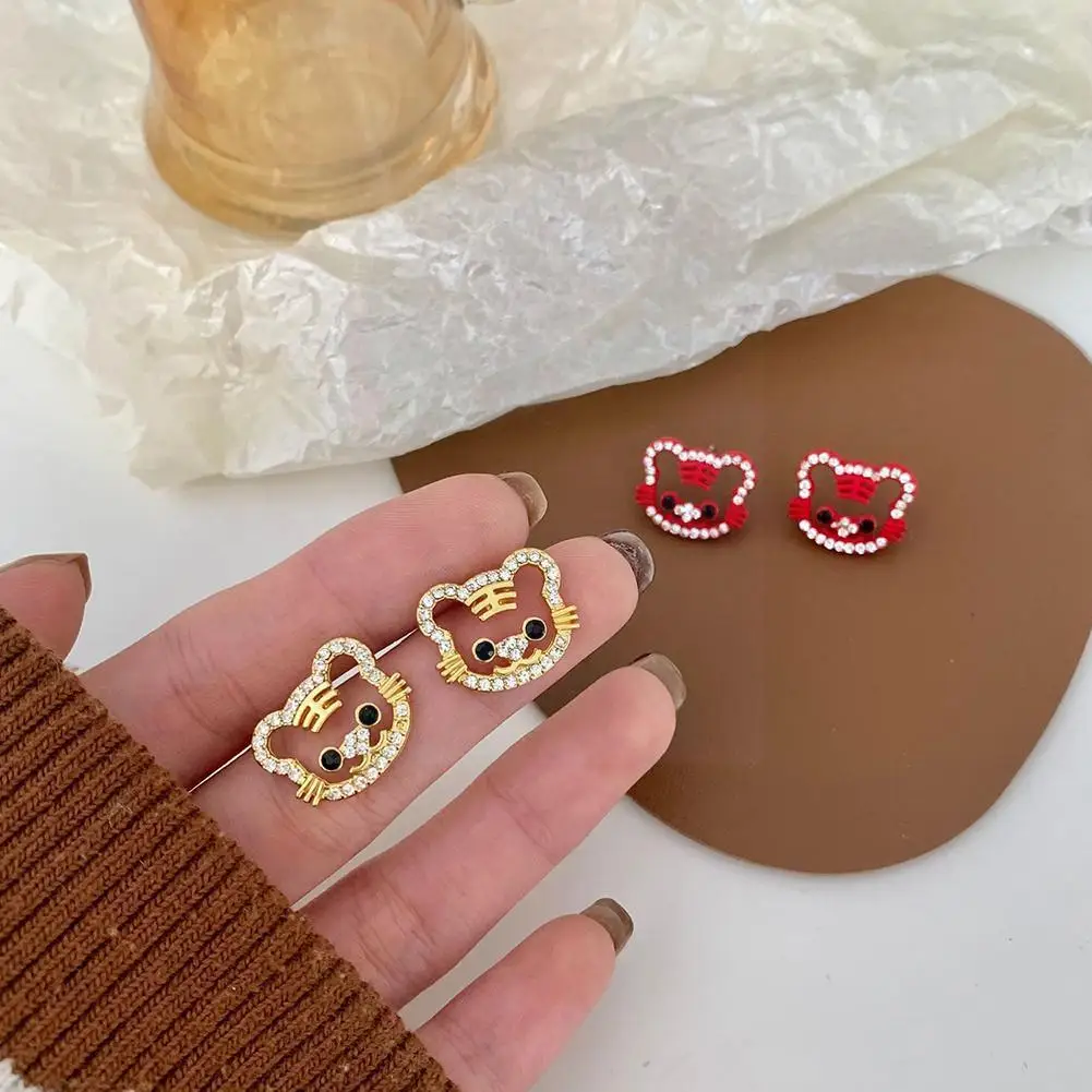 

New Year Design Party Jewelry Little Tiger Stud Earrings Drop Ear Zodiac Style Korean Year Earrings Tiger Studs R4d9