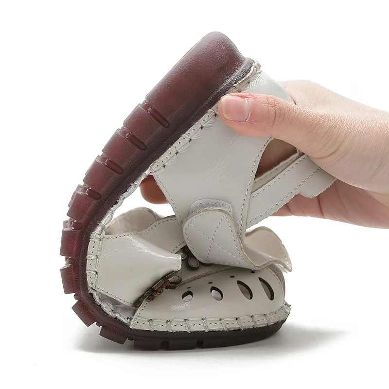 GKTINOO Summer New Handmade Women's Shoes National Style Genuine Leather Hollow Women's Sandals soft Flat with Sandals