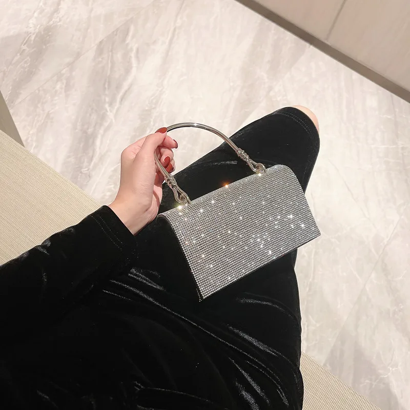 Women Handbag Luxury Shining Rhinestones Evening Clutch Bag Party Chain Shoulder Bag Female Fashion Square Handbag Wedding Purse