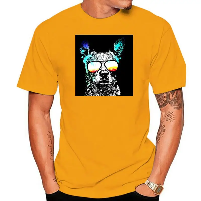 

Men tshirt Rowdy Australian Cattle Dog Neon T-Shirt cool Printed T-Shirt tees top