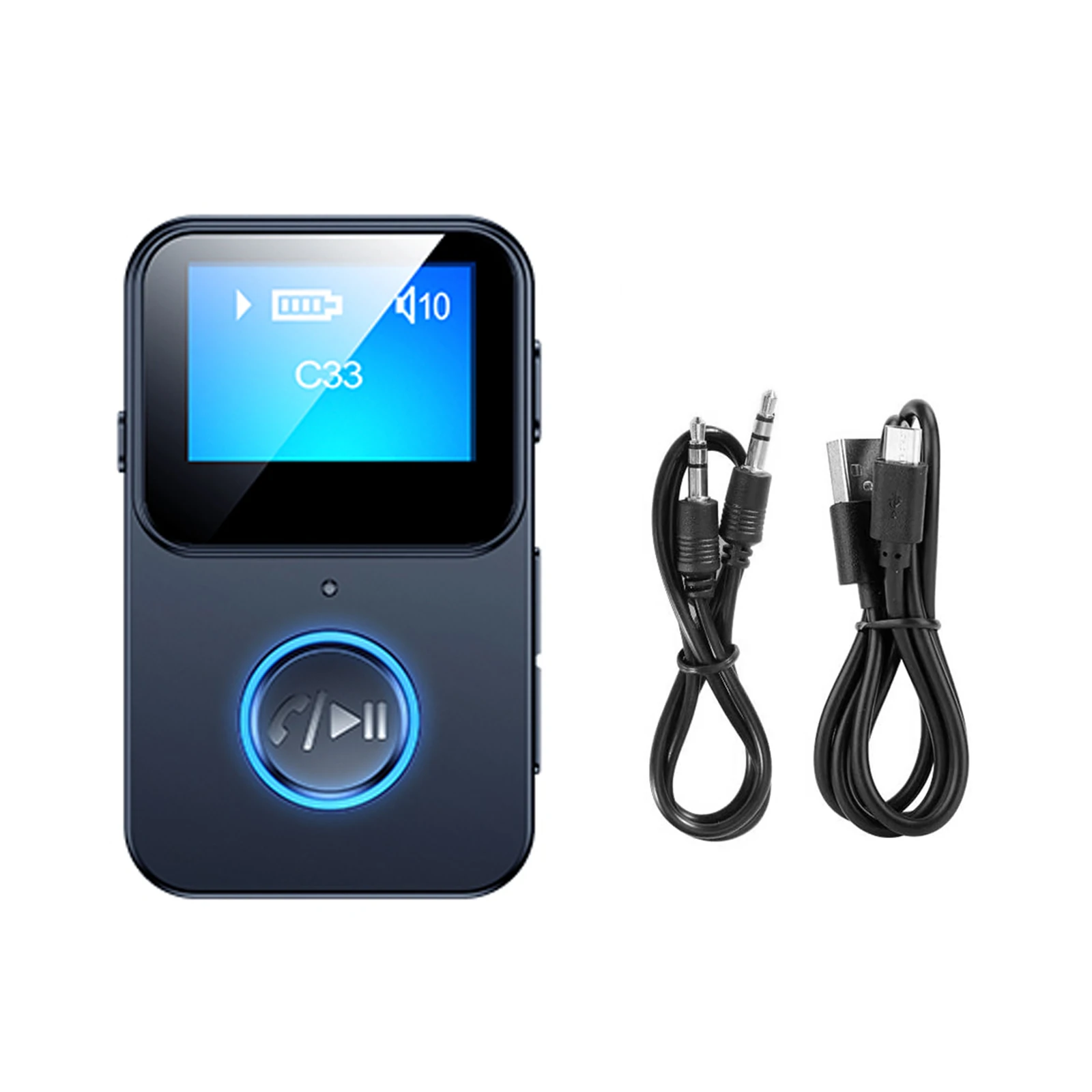 

C33 BT 5,0 аудио приемник с зажимом беспроводной аудио адаптер ЖК-дисплей с микрофоном 3,5 мм AUX стерео MP3-плеер беспроводной адаптер