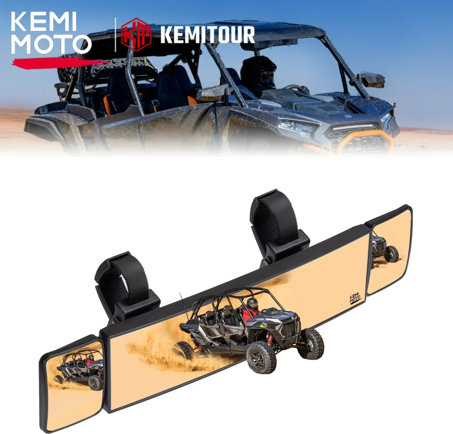 

Большое зеркало заднего вида UTV, 2 выпуклых зеркала с прочным зажимом 1,5–2 дюйма, совместимое с GENERAL XP 4 1000/для Cfmoto Zforce, все модели