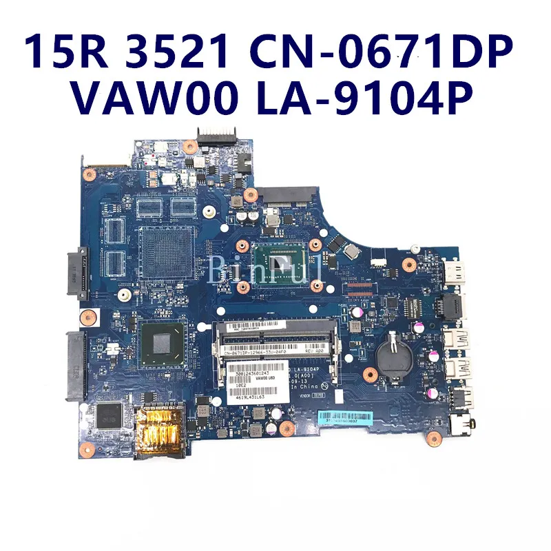 Фотоматеринская плата для ноутбука Dell Inspiron 15R 2521 3521 5521 VAW00 с тестом 2117U 2127U 100% |