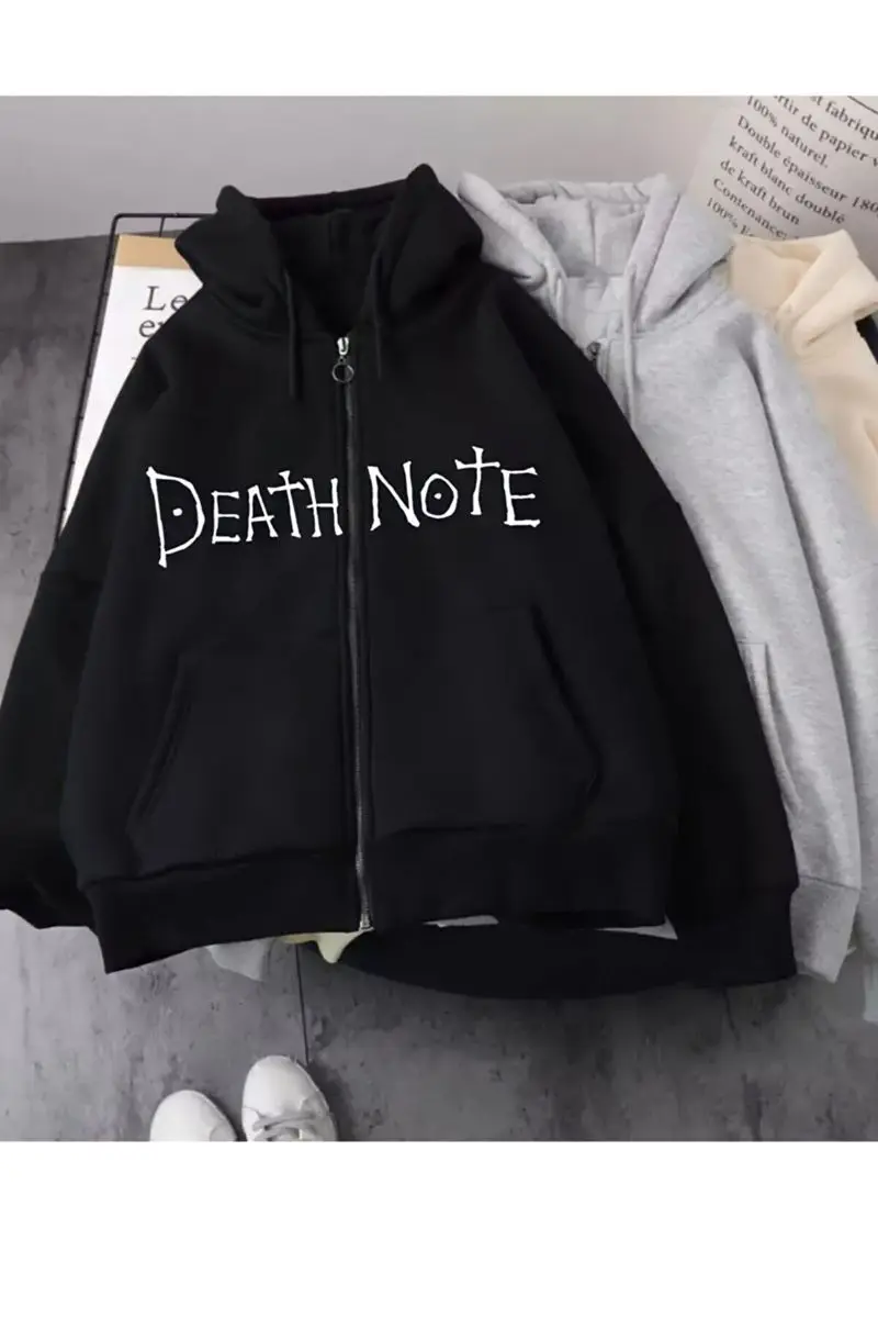 

Anime Death Note printed Oversize fleece cardigan loose zipper Sweatshirt Hoodie