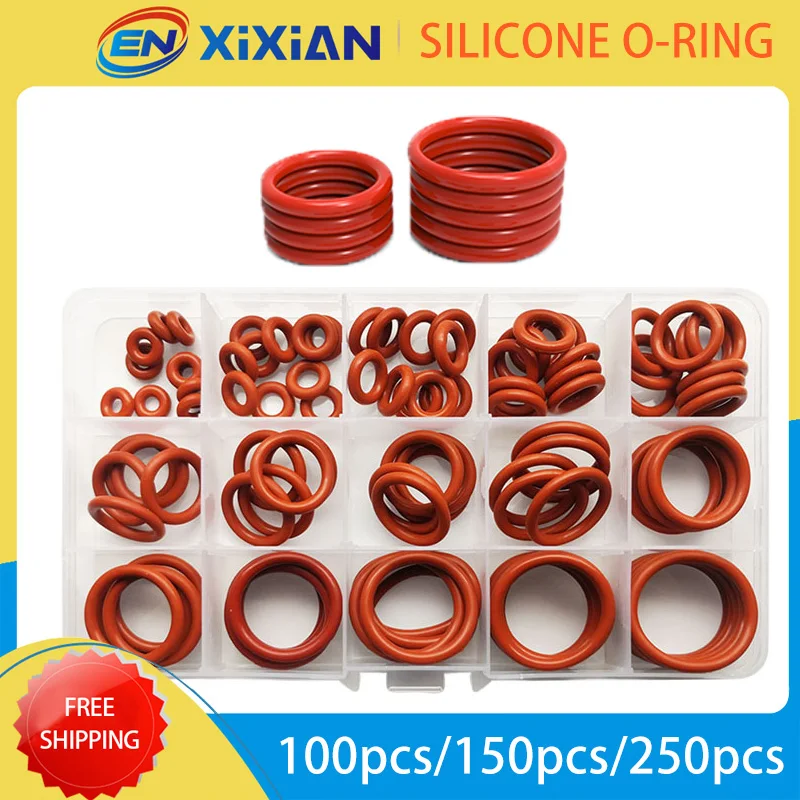 

100pcs 150pcs 250pcs Silicone O-ring Sealing Gaskets Waterproof Washer Oil Resistant High Temperature Oring Assortment Kit Sets