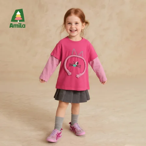 Детский топ Amila с котом, хлопок