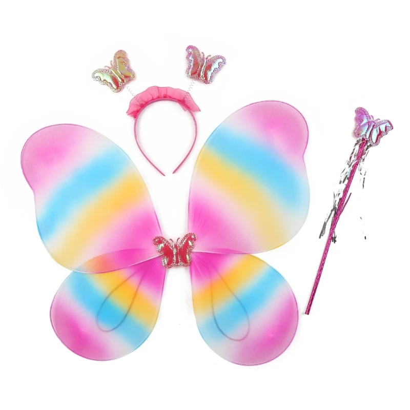 

Fairy Angel Wings with Headband Wand Kid Fairy Costume Set Wings Shiny-Princess Wings Halloween-Cosplay-Wings 57BD